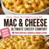 Bowl of ultimate cheesy comfort mac and cheese topped with breadcrumbs