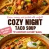 Delicious velvety taco soup served in a bowl, topped with fresh garnishes.