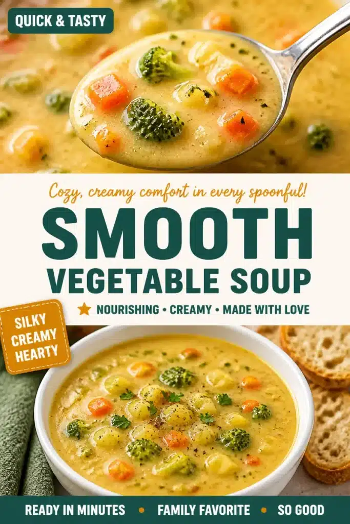 Bowl of velvety vegetable soup garnished with fresh herbs.