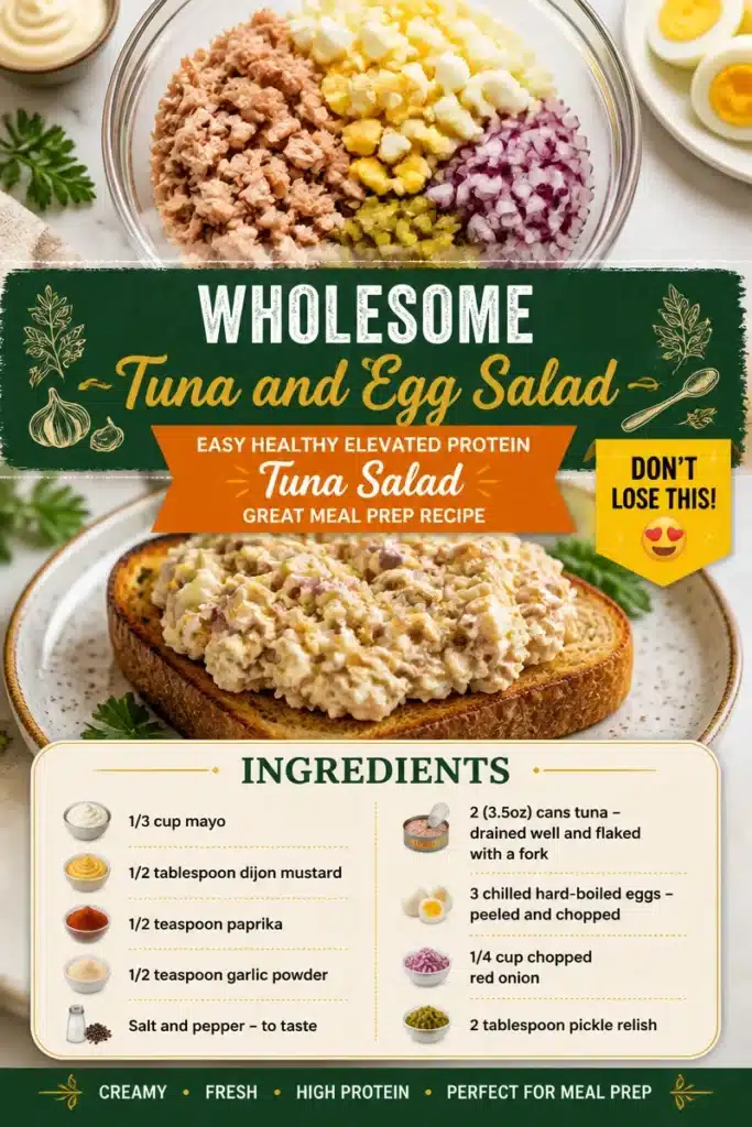 Wholesome tuna and egg salad served in a bowl with fresh ingredients