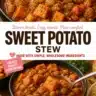 Bowl of hearty Vegan Sweet Potato Stew with vibrant vegetables