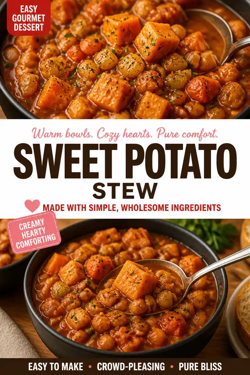 Bowl of hearty Vegan Sweet Potato Stew with vibrant vegetables