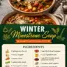 Bowl of winter minestrone soup with fresh vegetables and herbs