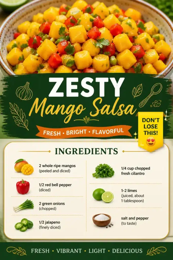 Zesty mango salsa with fresh ingredients in a bowl