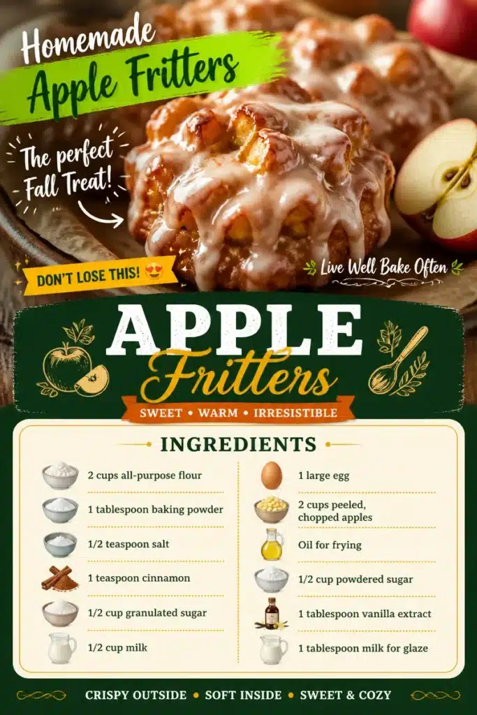 Freshly baked apple fritters with cinnamon glaze on a plate