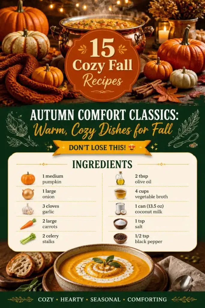 Cozy dishes for autumn featuring warm, comforting meals for the fall season.