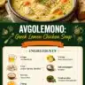 Bowl of Avgolemono, traditional Greek Lemon Chicken Soup with fresh herbs.