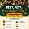 Colorful Beet Feta Arugula Salad served in a bowl