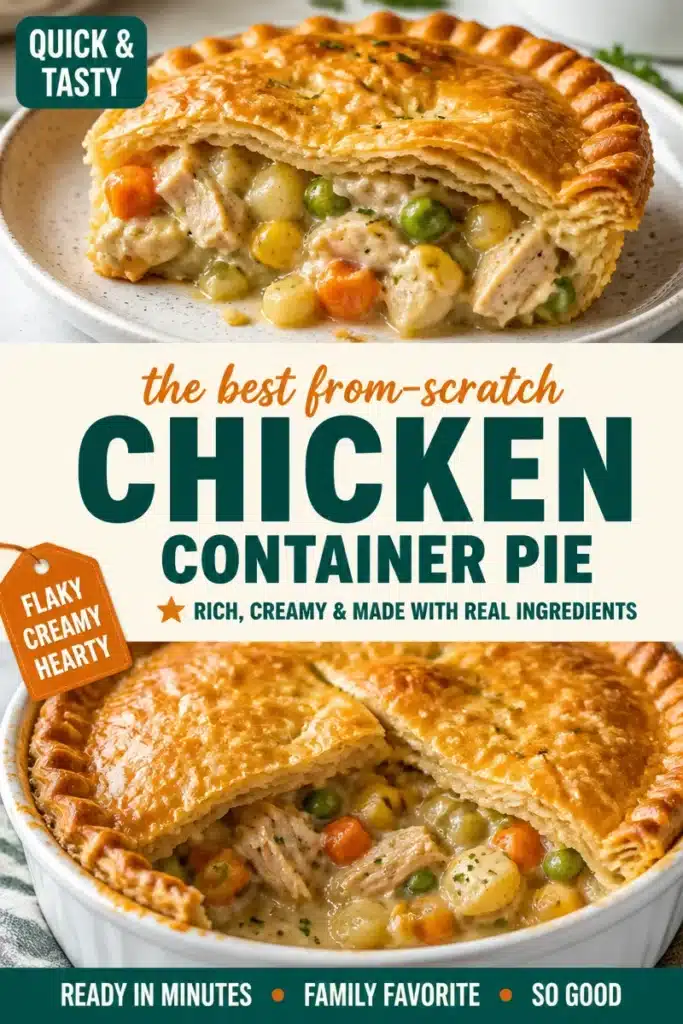 Delicious homemade chicken pot pie fresh from the oven with golden crust