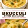 Creamy broccoli cheese soup with potatoes served in a bowl