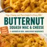 Creamy butternut squash macaroni and cheese served in a bowl with herbs