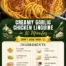 Creamy Garlic Chicken Linguine dish served with fresh herbs and parmesan cheese