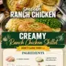 Creamy ranch chicken skillet with vegetables in a cast-iron pan