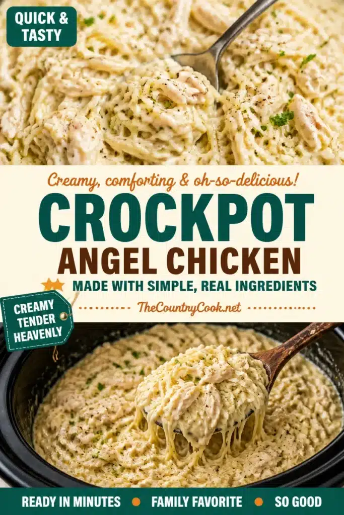 Creamy Slow Cooker Angel Chicken dish served in a bowl