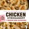 Delicious easy chicken stroganoff served in a bowl with noodles