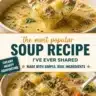 Creamy sausage and potato chowder in a bowl, garnished with herbs.