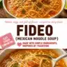 Bowl of Fideo, a traditional Mexican noodle soup with vibrant colors and herbs.