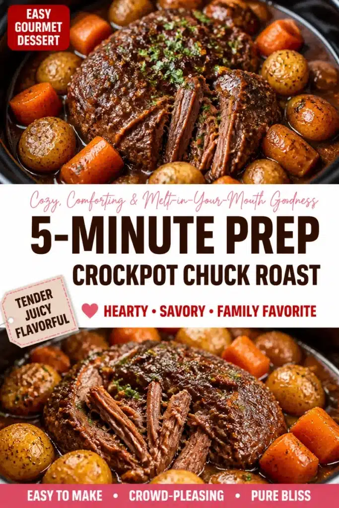 Five-minute prep slow cooker pot roast dish ready to serve