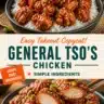 Plate of crispy General Tso's Chicken garnished with scallions and sesame seeds