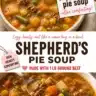 Bowl of hearty Shepherd's Pie Soup topped with fresh herbs and served hot