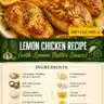 Lemon chicken cooked in lemon butter sauce, garnished with fresh herbs.