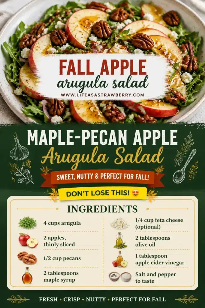 Maple-Pecan Apple Arugula Salad with fresh ingredients and vibrant colors