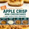Mini apple crisp cheesecakes with a crunchy topping and creamy filling