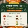 Bowl of delicious oven-roasted tomato soup with fresh basil garnish