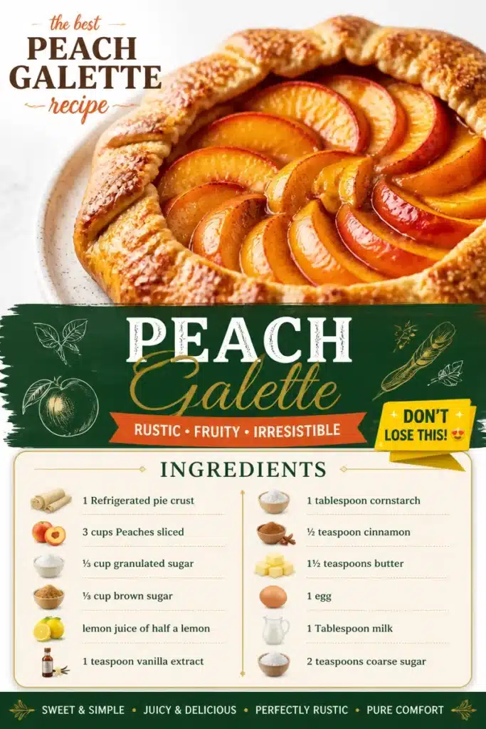 Homemade Peach Galette with fresh peaches on a rustic crust