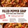 Bowl of Rice and Tomato Stuffed Pepper Soup garnished with herbs