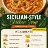 Bowl of authentic Sicilian-style chicken soup topped with fresh herbs