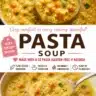 Silky creamy vegan pasta soup served in a bowl with fresh herbs