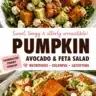 Balsamic roasted pumpkin salad with feta cheese and colorful greens