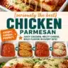 Delicious chicken parmesan on a plate with cheese and marinara sauce