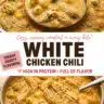 A hearty bowl of the best white chicken chili topped with cilantro and lime.
