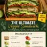 Ultimate veggie sandwich with fresh vegetables, sprouts, and tasty spreads