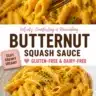 Delicious bowl of velvety butternut squash pasta sauce with fresh herbs