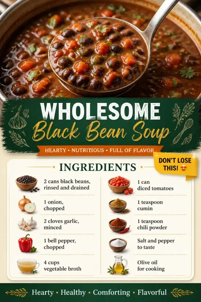 Bowl of wholesome black bean soup garnished with cilantro and lime.