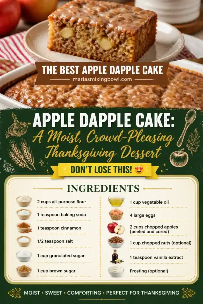 Moist Apple Dapple Cake served on a festive Thanksgiving table