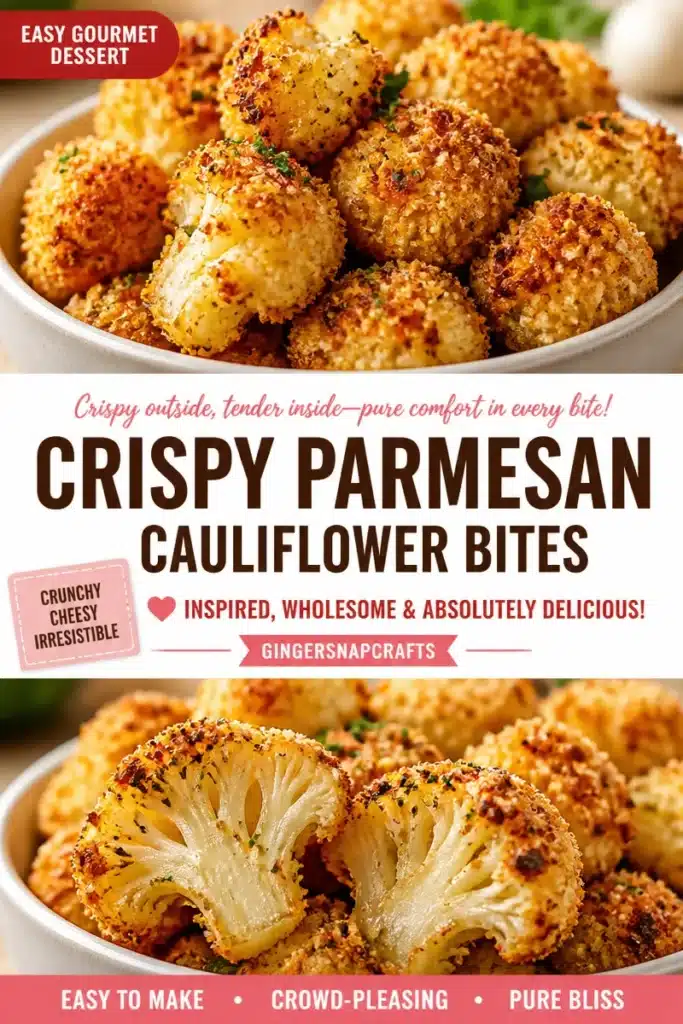 Baked Parmesan Garlic Cauliflower Bites on a serving plate.