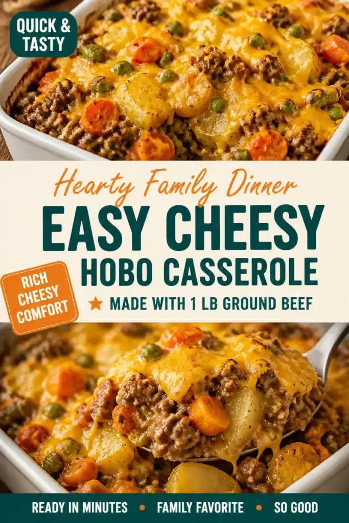Delicious Cheesy Cowboy Casserole served in a rustic dish