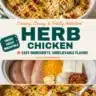 Bowl of Cheesy Crack Chicken garnished with herbs