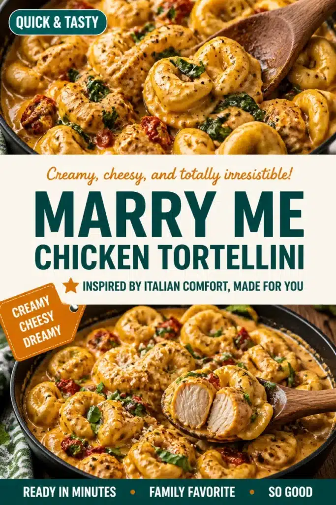 Delicious Chicken Tortellini served with fresh herbs and a creamy sauce