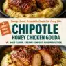 Chipotle honey-glazed chicken thighs plated with smoked gouda mashed potatoes