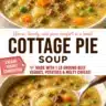 Bowl of delicious Cottage Pie Soup with vegetables and meat