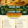 Bowl of cream-free broccoli cheddar lasagna soup garnished with herbs
