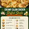 Creamy Cajun chicken stuffed shells topped with herbs