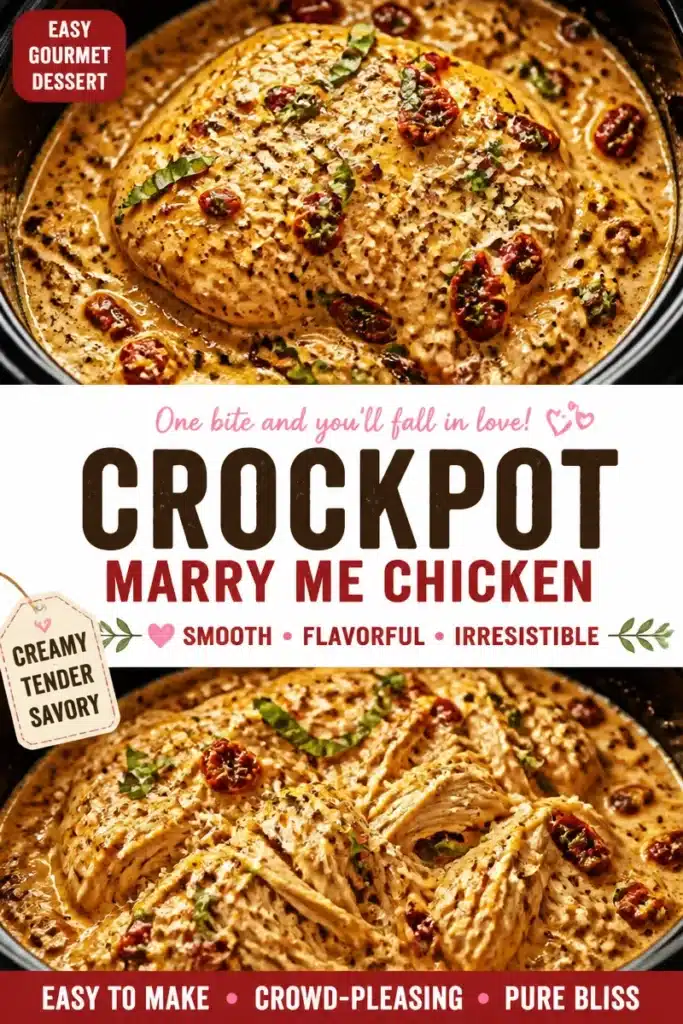 Crockpot Marry Me Chicken in a creamy sauce with herbs and spices