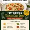 Easy Boursin Chicken orzo bake recipe with creamy cheese and pasta.
