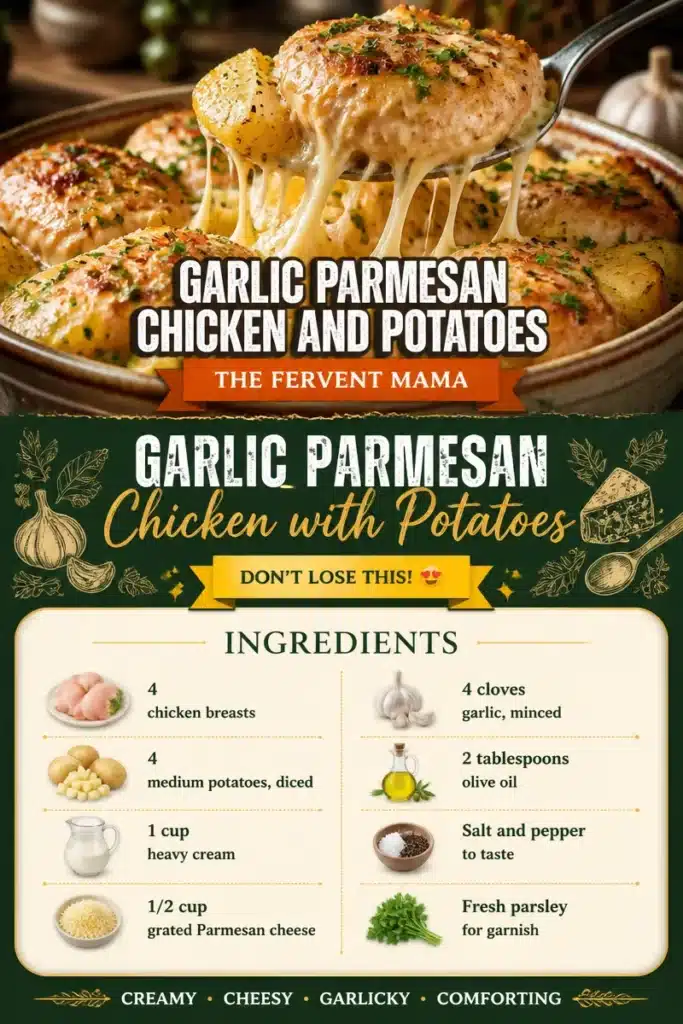 Delicious Garlic Parmesan Chicken with roasted potatoes ready to serve.